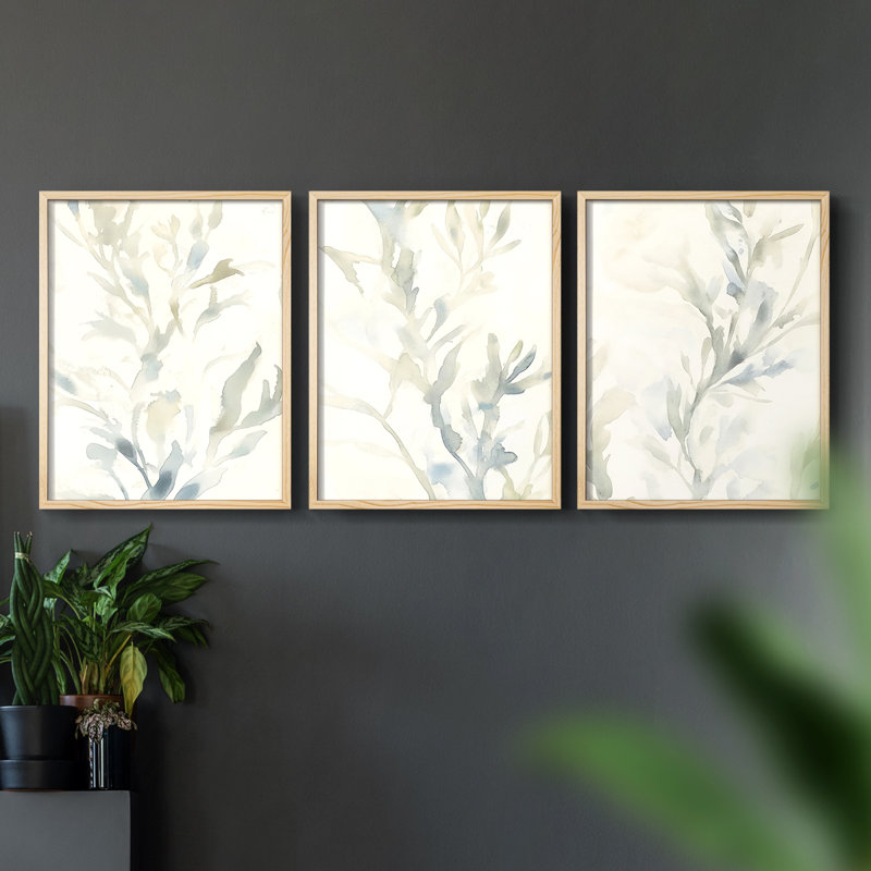 Étude florale CLxxxvi -Set de 3 estampes numériques giclées -Prêt à accrocher, Naturel, H 20 po x l 48 po