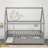 Full Size Floor Wooden Bed With House Roof Frame, Fence Guardrails,Grey-943760263-943760266