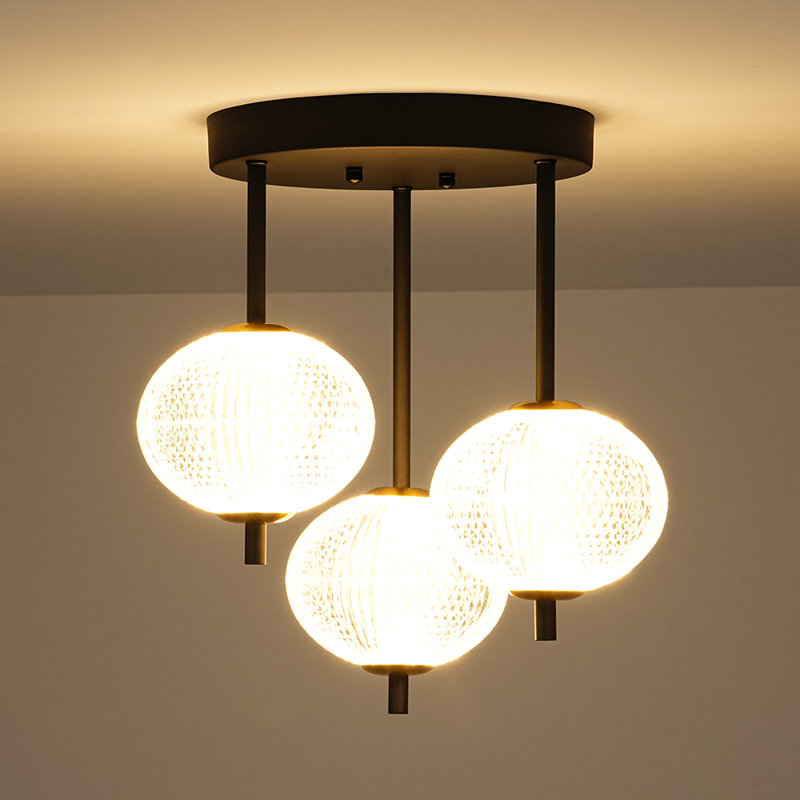 Plafonnier semi-encastré 3 lumières DEL ovale en acrylique