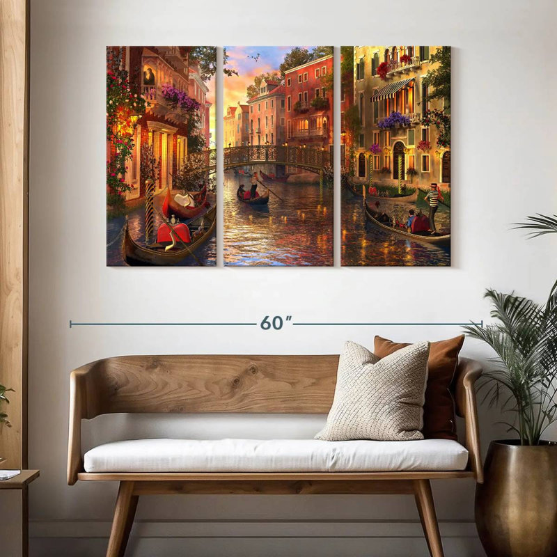 Coucher de soleil romantique à Venise, reproduction d'art sur toile, H 32 po x l 50 po x P 1,25 po