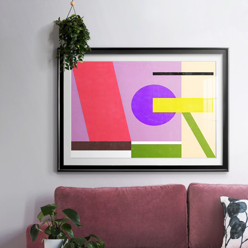 Composition de couleurs, cadre IV, impression encadrée avec verre biseauté mat et verre, Noir, H 27 po x l 39 po x P 1,5 po