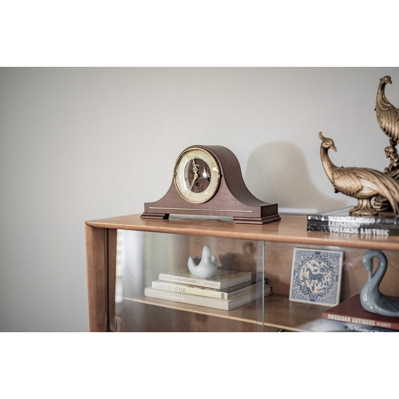 Analog Solid Wood Mechanical Tabletop Clock in Brown