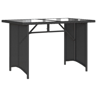 Ebern Designs Patio Table With Glass Top 43.3"X26.8"X27.6" Poly Rattan