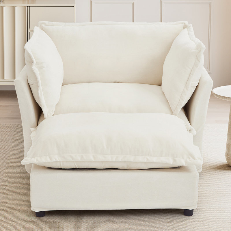 Canapé moderne avec repose-pieds et repose-pieds, Beige