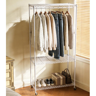 Rolling Clothes Rack, Garment Rack, Heavy Duty Garment Rack, Freestanding Clothes Rack