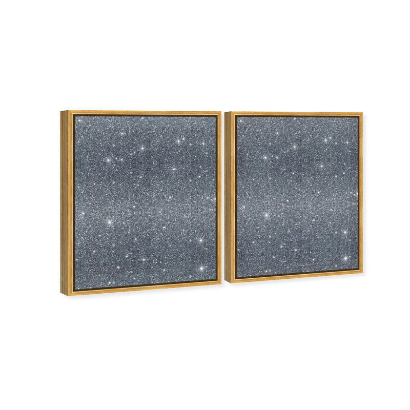 Deep Blue Set Canvas Abstract Print by Oliver Gal, Black Frame, 16 x 20, 17"H x 21"W, Gold Floater Frame