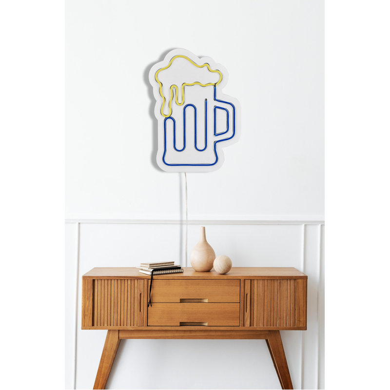 Bande lumineuse néon flexible à DEL, étanche IP67, 12 V DC, 12,6 x 13,8 x 0,8 pouces | Bleu et jaune | 350 lumens, interrupteur marche / arrêt, système de fixation murale intégré | Parfait pour la décoration intérieure et les fêtes