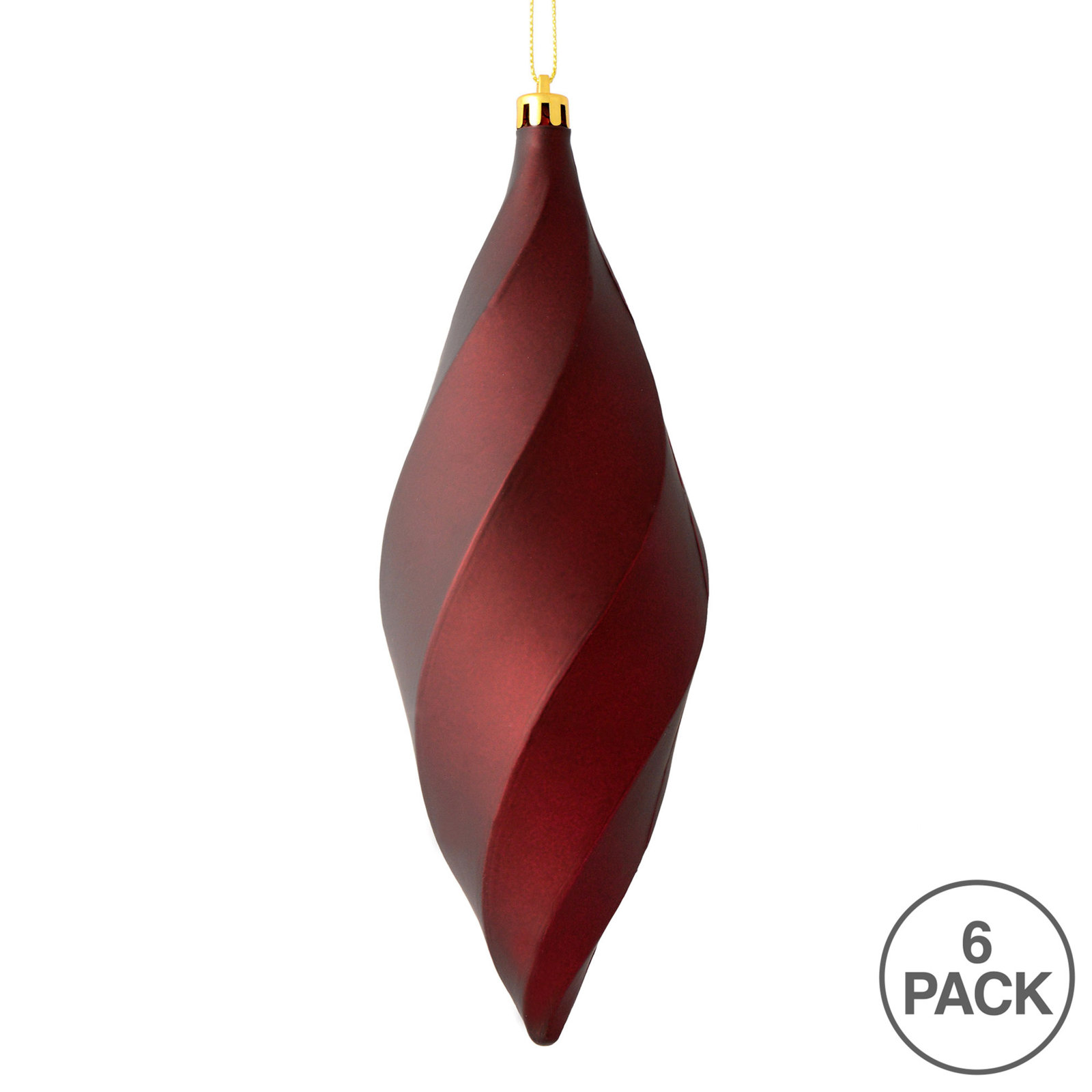 8" Shatterproof Finial Ornament, Matte WIne