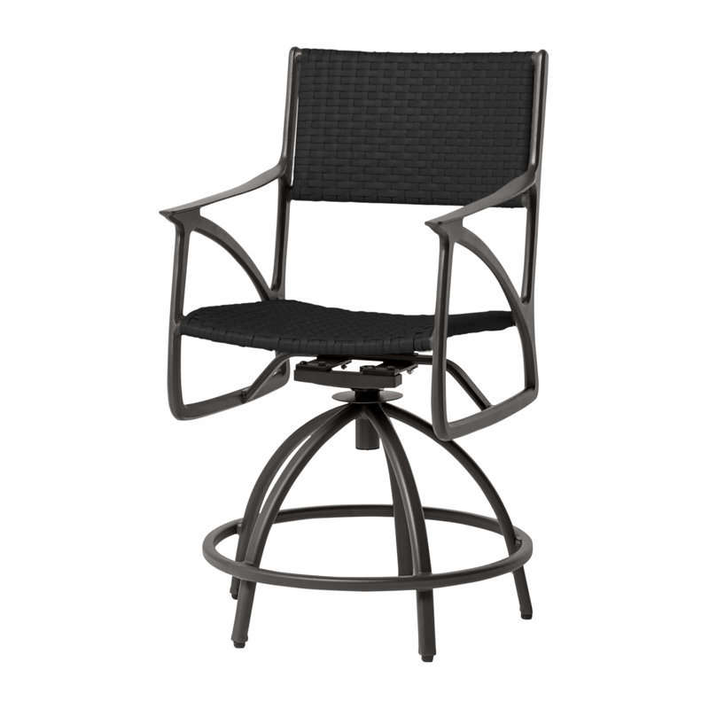 Amari Woven Swivel Rocking Balcony Stool, Mist, Carbon