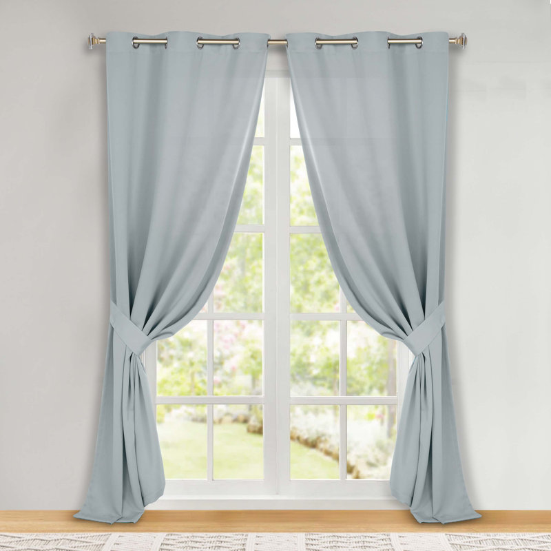 Paire de rideaux obscurcissant avec œillets Millendon, L 42 po x L 108 po, Bleu pierre