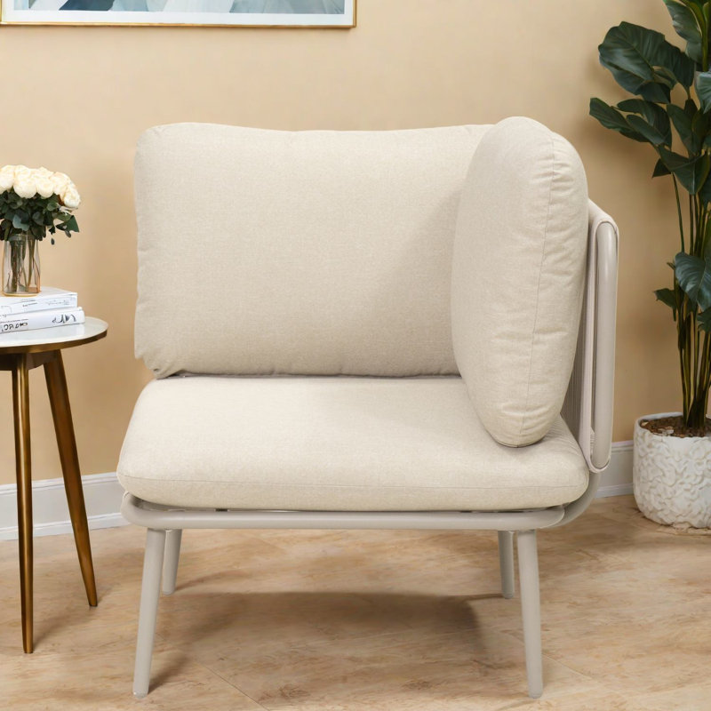 Fauteuil de coin modulaire, structure en métal antirouille, style moderne pour terrasse