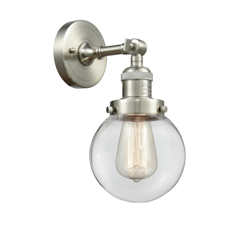 Clementina Dimmable Bath Sconce, 6 Watt Vinage LED Bulb, Clear, Brushed Satin Nickel