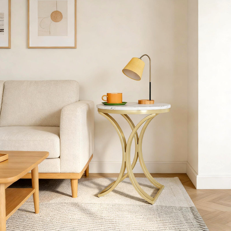 Table d'appoint pour canapé polyvalente, table de bout ronde chic, table basse étroite