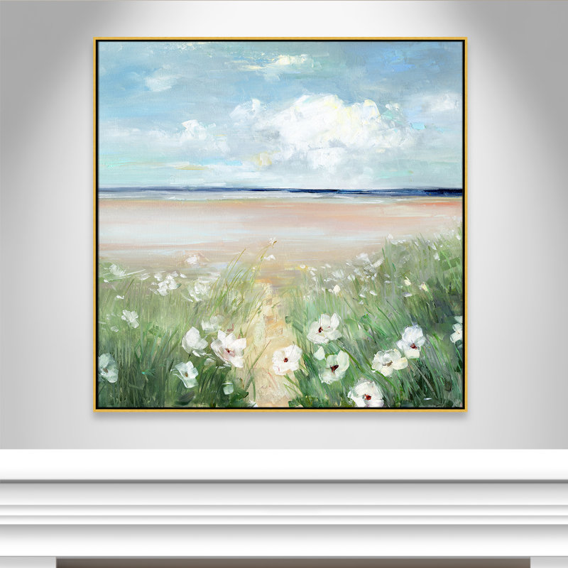 «Ocean Wildflowers» par Sally Swatland, reproduction sur toile flottante, H 46,5 po x l 46,5 po x P 2 po, Or