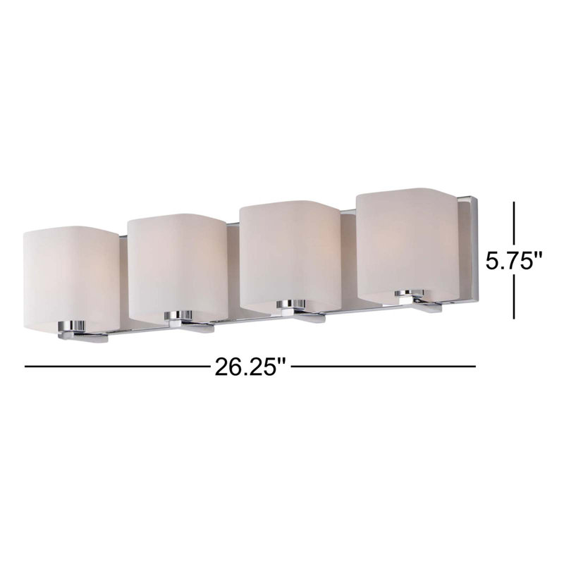 Aubepine 4-Light Dimmable Bath Bar, Polished Chrome