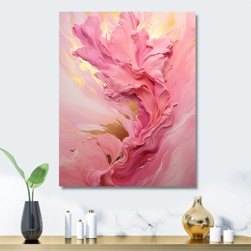 «Pink Radiant Dusk Dream II», art mural abstrait en métal, H 20 po x l 12 po x P 1 po