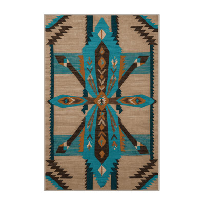 Washable Dragonfly Southwestern Area Rug