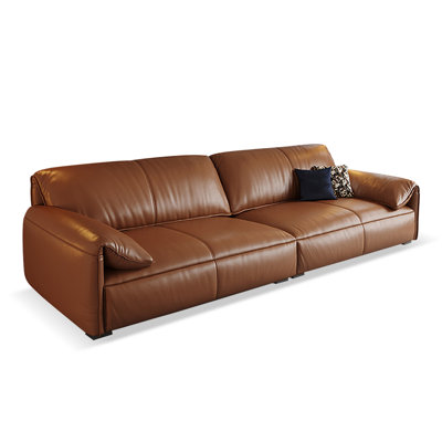 Brown Genuine Leather Modular Sofa cushion Fourseat