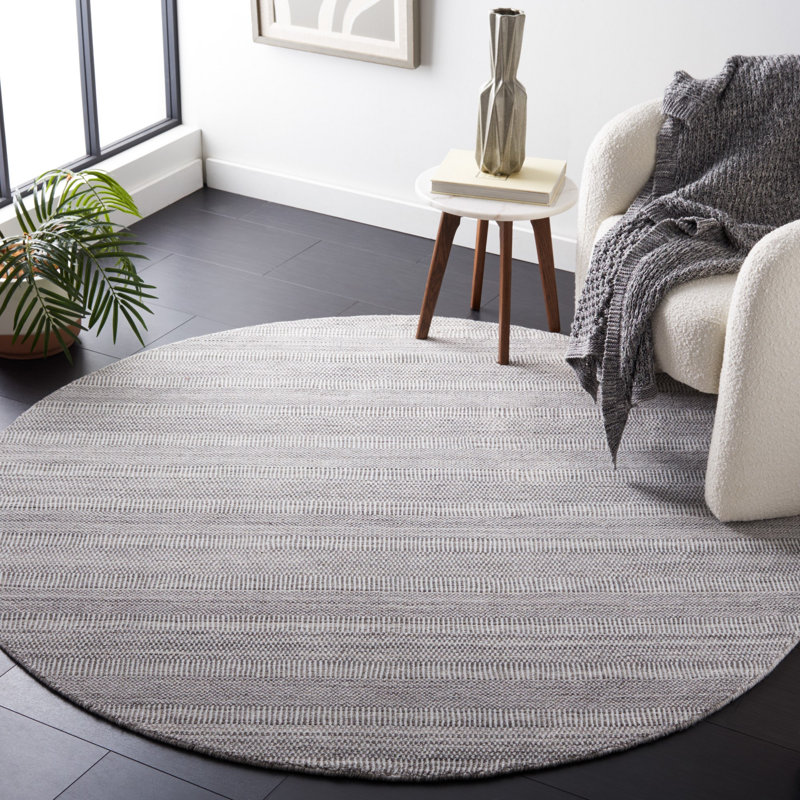 Bliven Hand Loomed Performance Solid Color Rug, Round 6'
