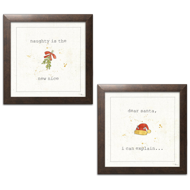 « christmas minnie i & iii », ensemble de 2 reproductions d’art, H 12 po x l 12 po x P 1,5 po, Papier avec cadre brun