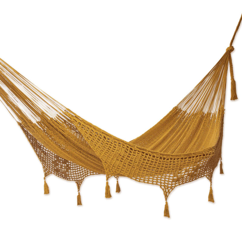 Hamac Dakota Fields en ambre et corde de coton (triple), Rassemblé, l 79 po x L 94 po