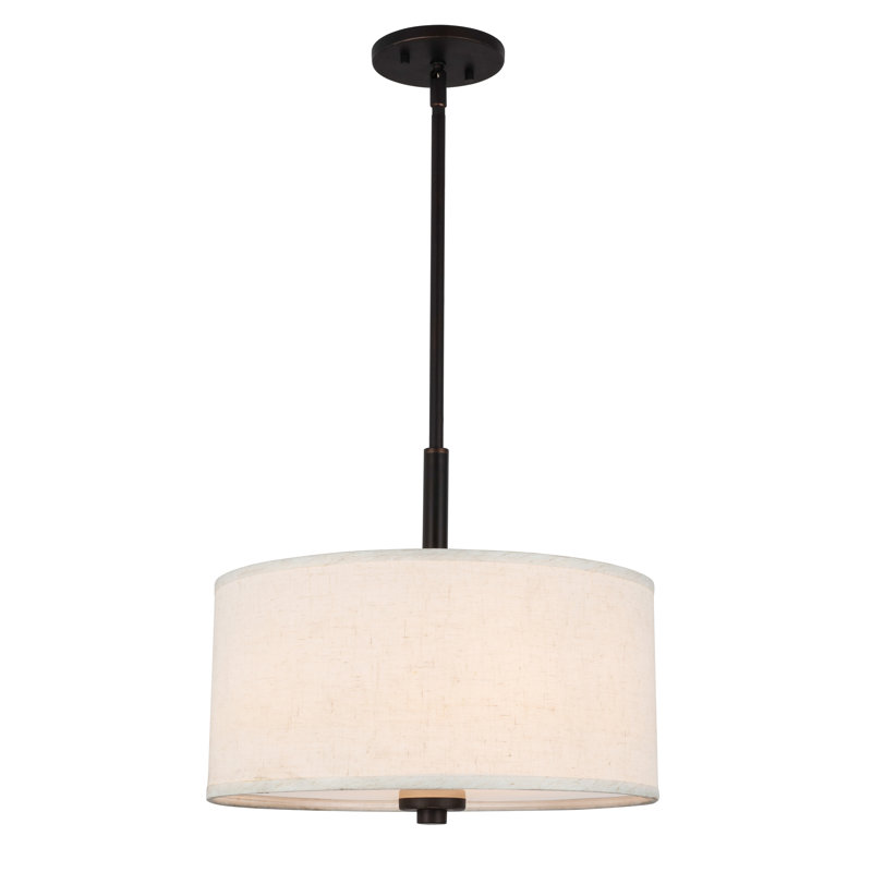 Lustree tambour 3 lumières Cisbrough, Blanc, Bronze, H 7 po x l 15 po x p 15 po