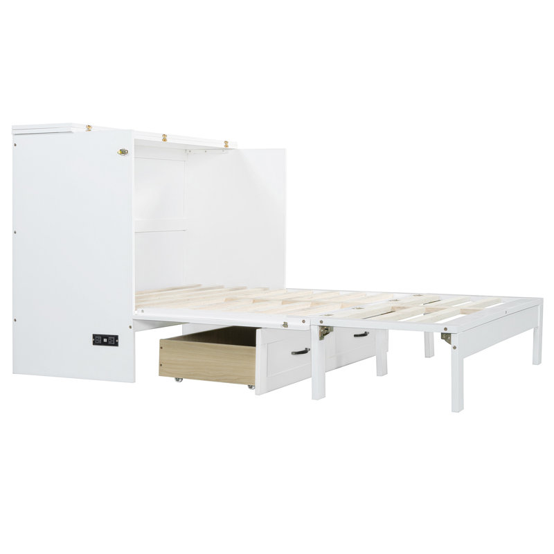 Lit double pleine grandeur avec tiroirs spacieux - Économisez de l'espace dans les petits appartements. Fonctionnel et élégant. Rangez les oreillers, les vêtements, etc. Regardez. Charges incluses. Assemblage simple. L 75,1 po x l 56,7 po x H 41,3 po