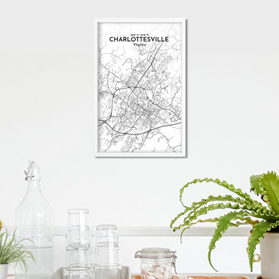 Charlottesville, carte de la ville, impression graphique