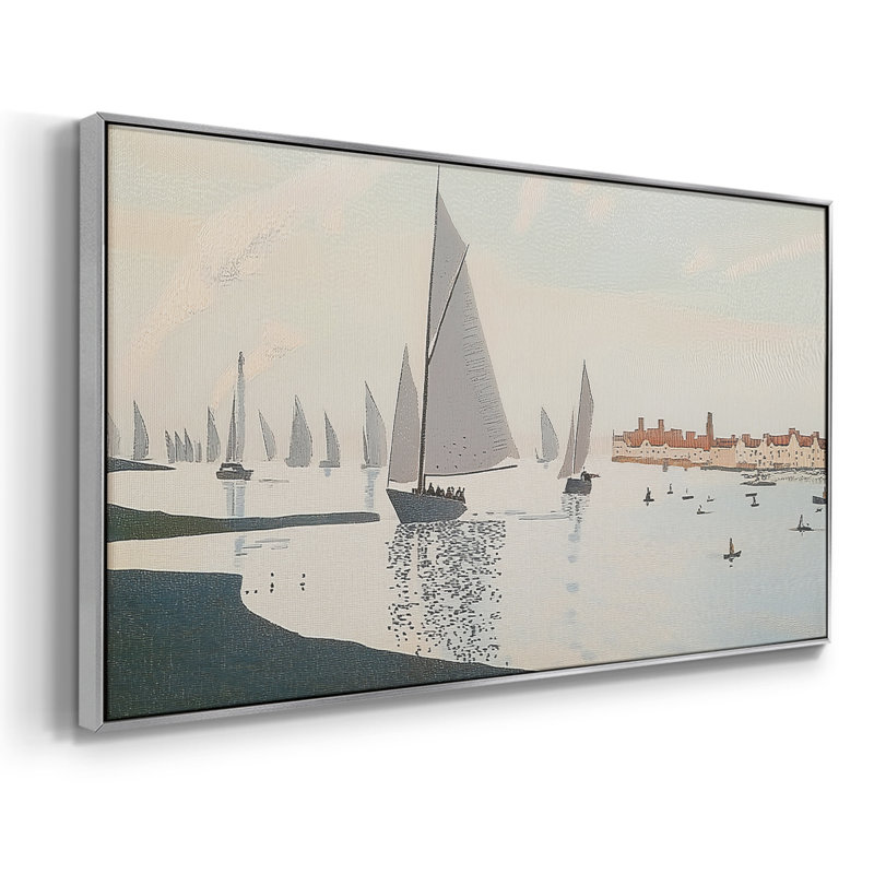 Série nautique - CXCVI - Toile tendue avec châssis encadré - Prêt à être accroché, Argent argent, H 21 po x l 41 po
