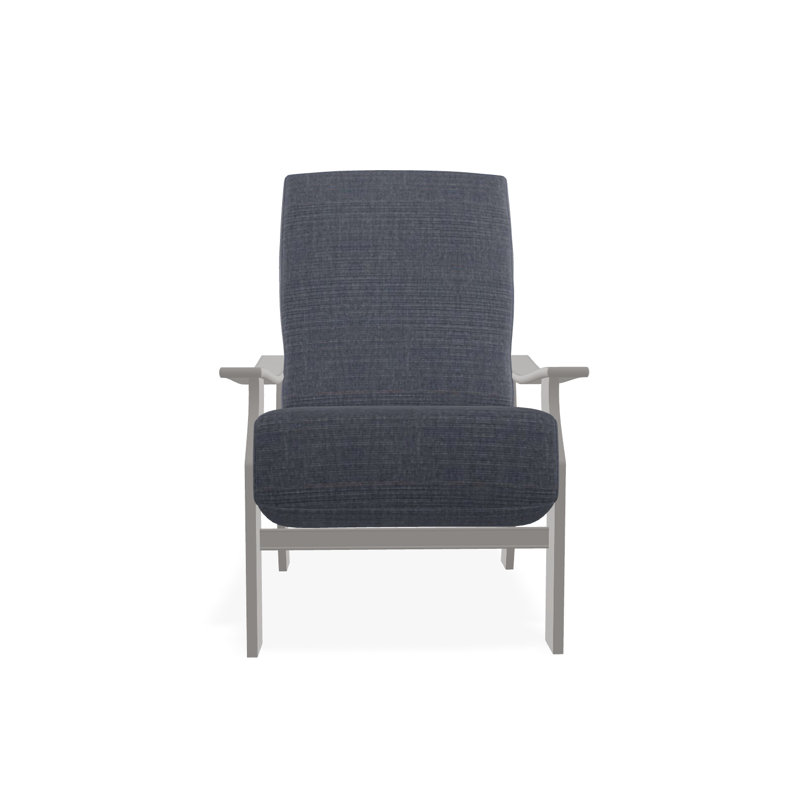 St. Catherine Marine Grade Polymer Deep Seating Cushion Arm Chair, Warm Gray, Ticking Fog