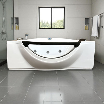 Baignoire tourbillon blanche 71 po x 31 po avec double pompe, chauffage et panneau avant en verre Jungle