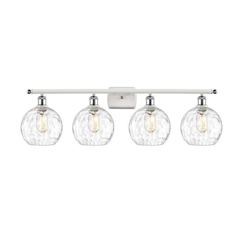 Éclairage pour salle de bain 4 lumières Cindi, DEL, Chrome poli blanc