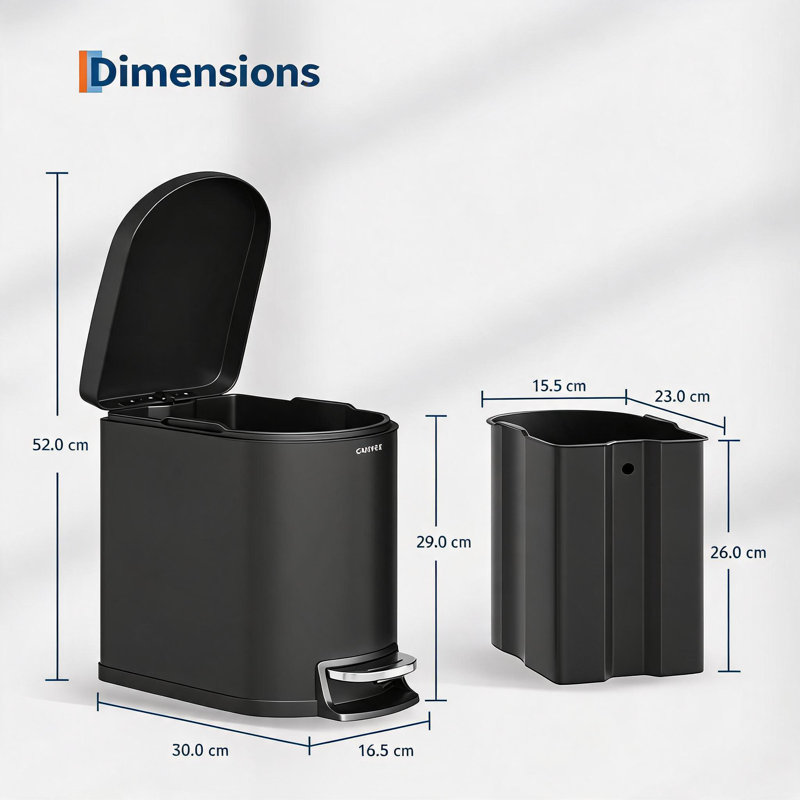 Stainless Steel Waste Bin, Black
