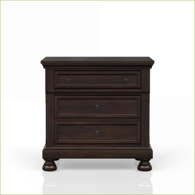 Dark Cherry Transitional Nightstand with Two Storage Drawers