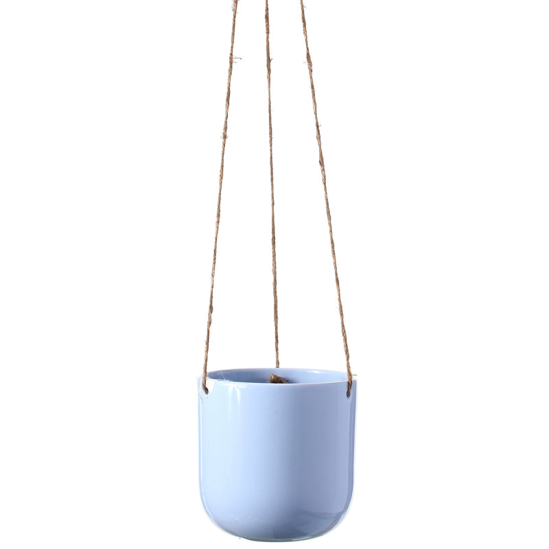 Pot à fleurs suspendu en céramique émaillée Marquise, Blanc, H 5 po x l 5 po x P 5 po