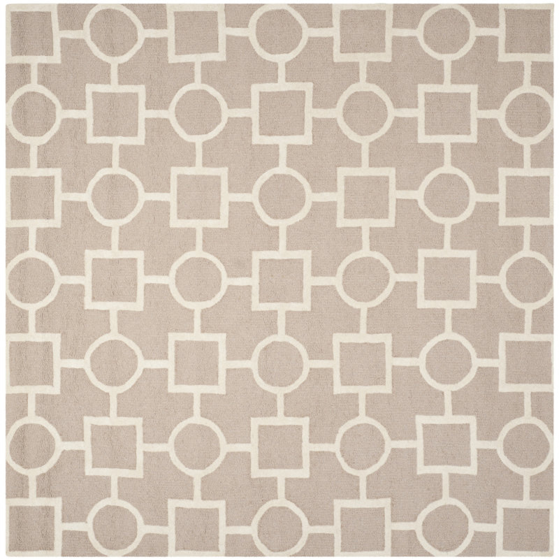 Deedgra Hand Tufted Wool Geometric Rug, Square 8'