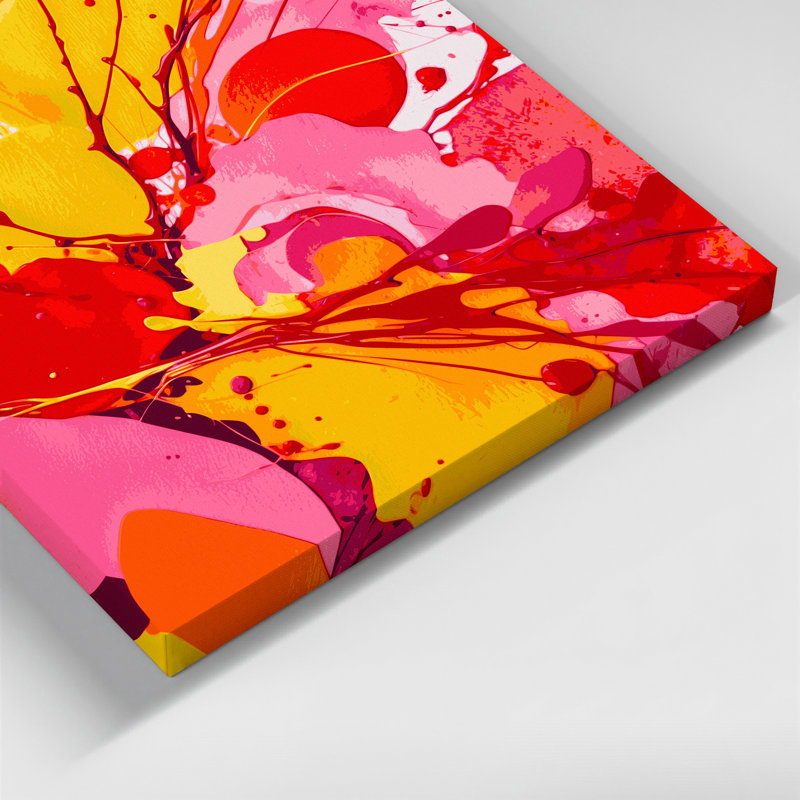 Art abstrait sur toile, aquarelle abstraite rouge, H 12 po x l 12 po
