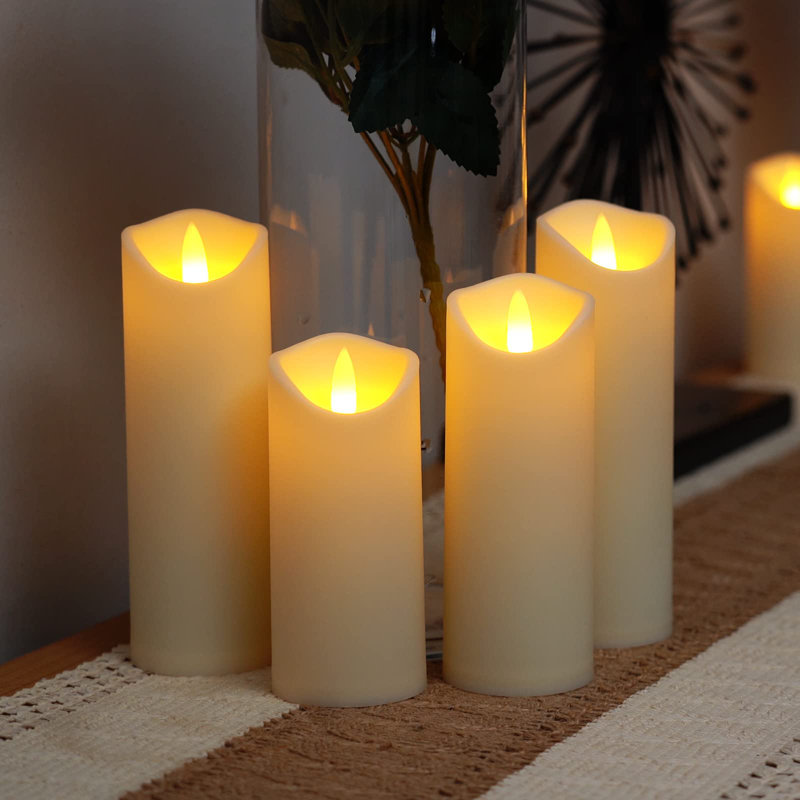 Unscented Flameless Pillar Candle, 10, 7" H x 2.2" W x 2.2" D
