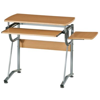 Techni Mobili Compact Computer Desk With Side Shelf And Keyboard Panel, Cherry