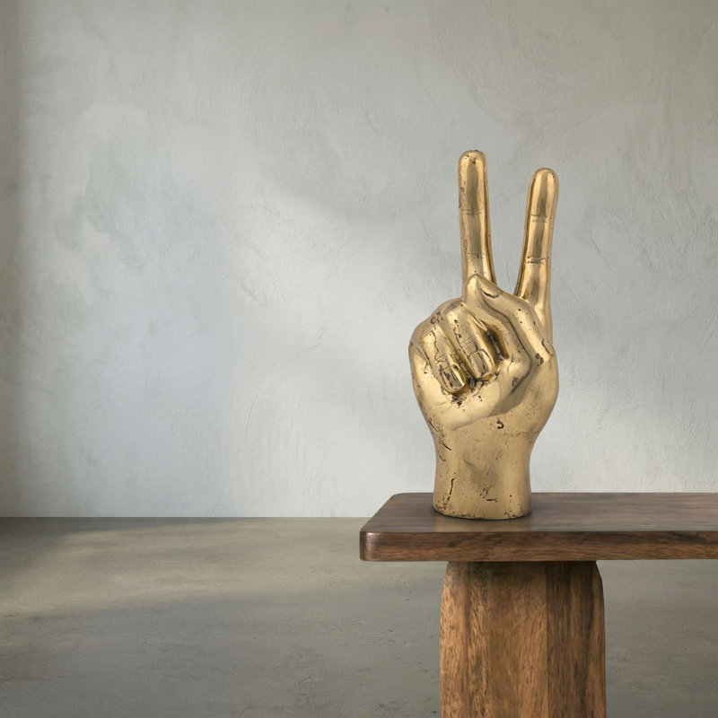 Lusk Peace Sign Sculpture, Antique Brass