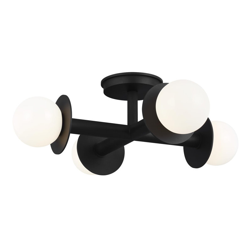 Nodes 4 - Light Semi Flush Mount, Midnight Black