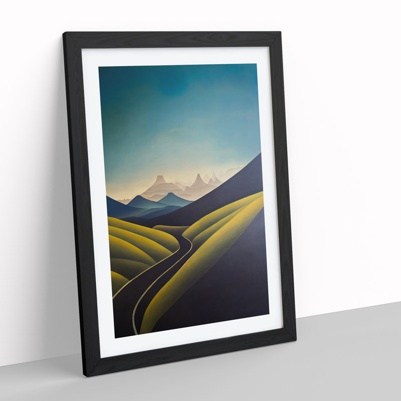 Mountain Valley - Single Picture Frame Print, 64cm H x 46cm W x 2cm D, Black