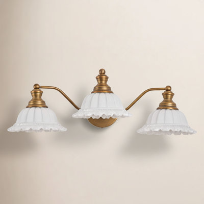 23.6 Inches, 3-light Copper Finish With Ivory-white Shades