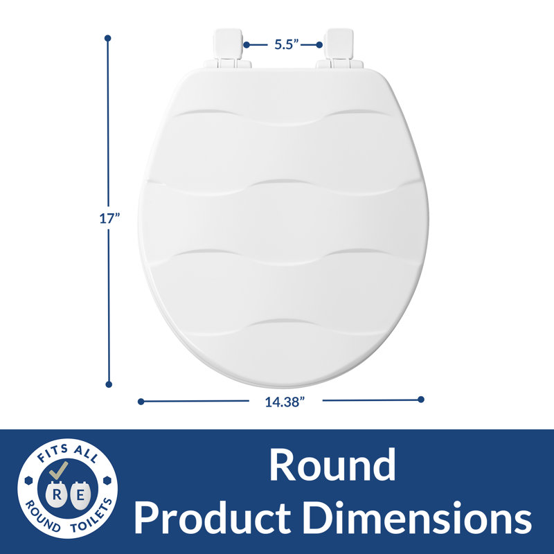 Siège de toilette sculpté Basket Weave, fermeture lente, jamais desserré, rond, bois durable, blanc