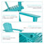 Chaise bleue résistante aux intempéries avec porte-gobelet, capacité de 330 lb, pour les espaces de jardin, de terrasse, de pelouse et de jardin