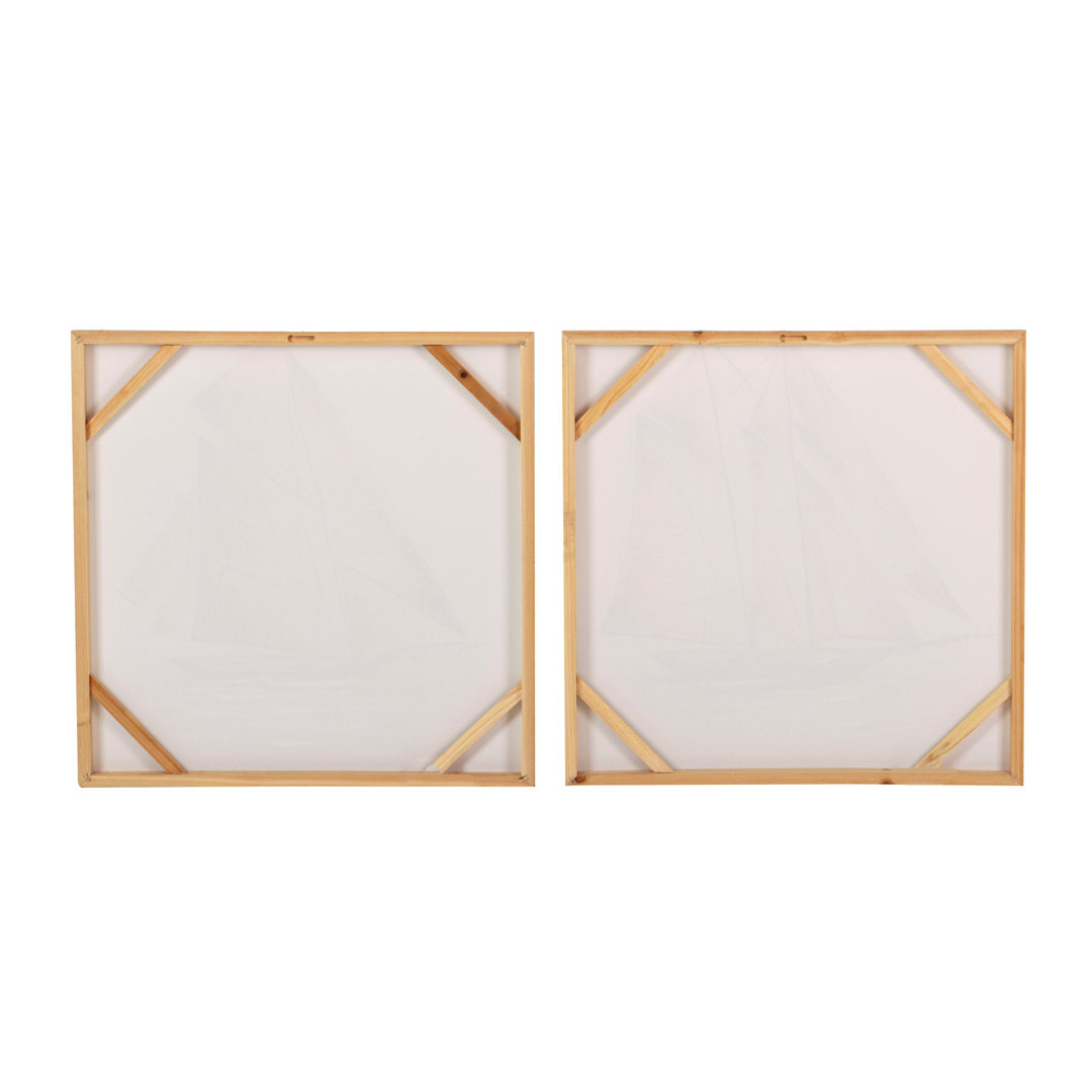 Boat Set 2 Canvas 40% Hand Painted 60X3X60 Cm - 2 Piece Wrapped Canvas Print Set