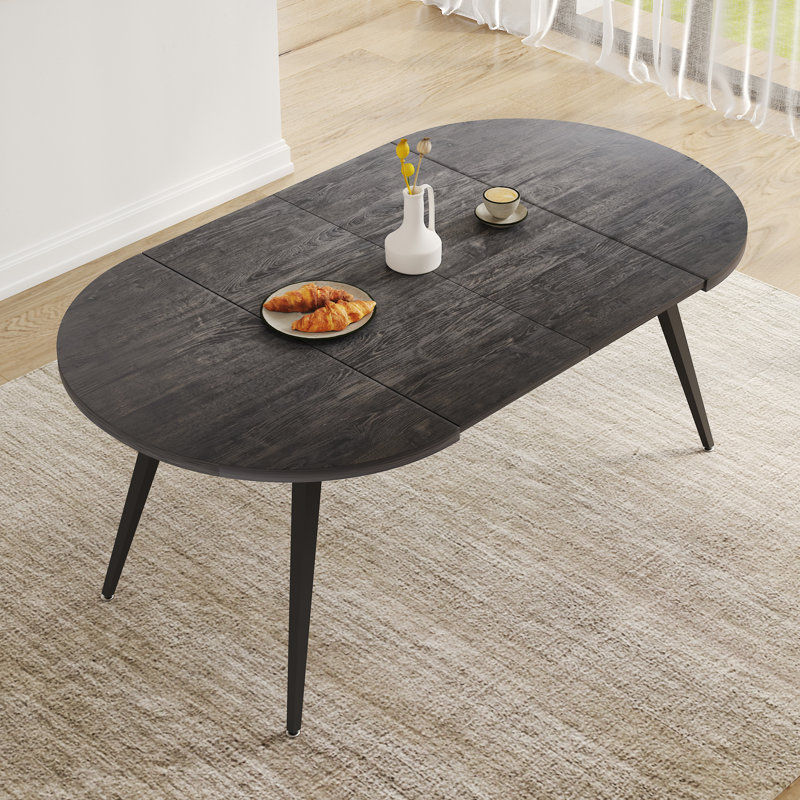 Vesta Extendable Folding Kitchen Dining Table, Black, Black