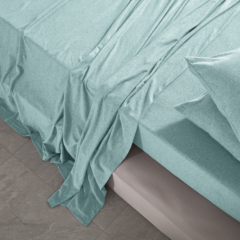 100% Cotton Jersey Knit Sheet Set, Twin, Light Green