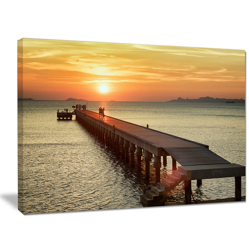 «Boat Pier at Sunset», reproduction, H 20 po x l 20 po x P 1 po, Toile tendue