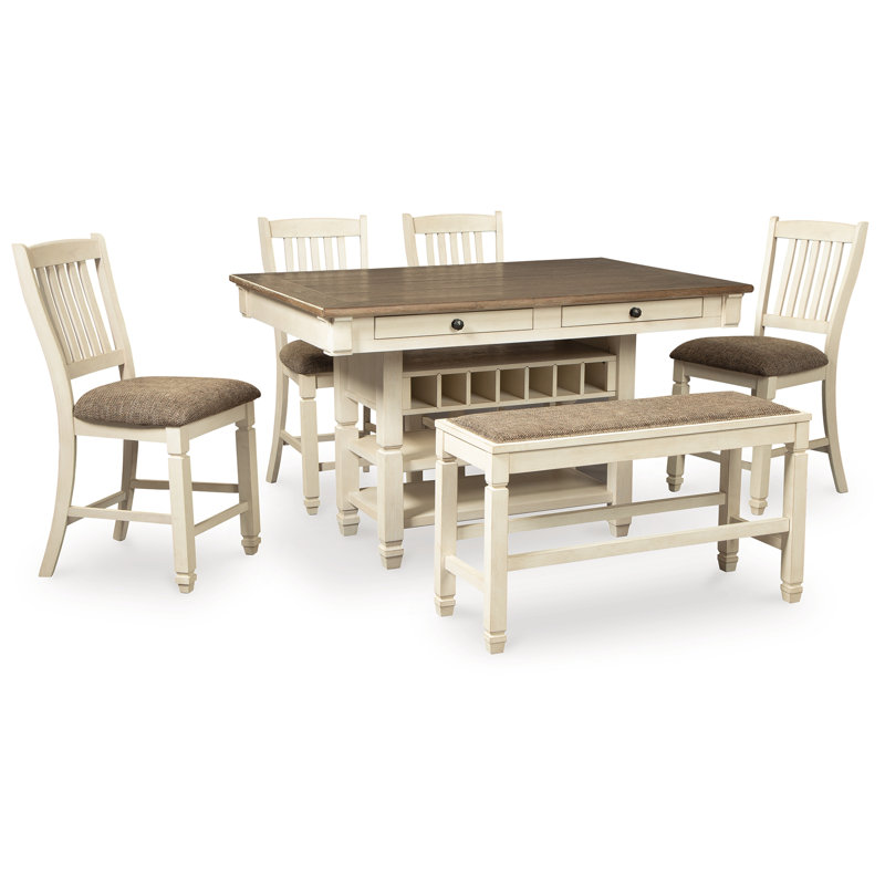 Bolanburg Counter Height Dining Table, 4 Barstools, Bench and Server